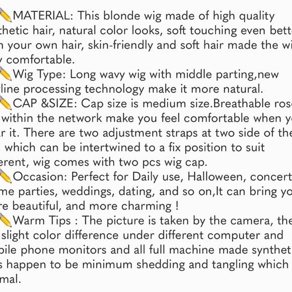 Ombre Blonde Wig Long Wavy Wig For Women Middle Part Wavy Wigs Synthetic - Picture 7 of 8